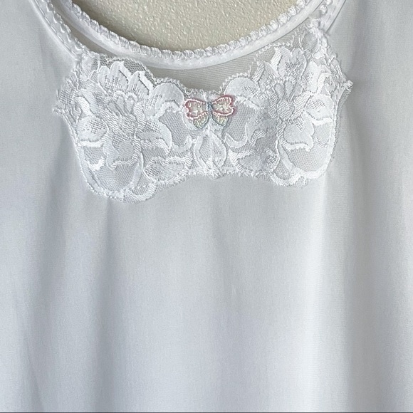 Butterfly Lace White See Through Nylon Tank - Sleep Bedtime Pajamas - Picture 2 of 5